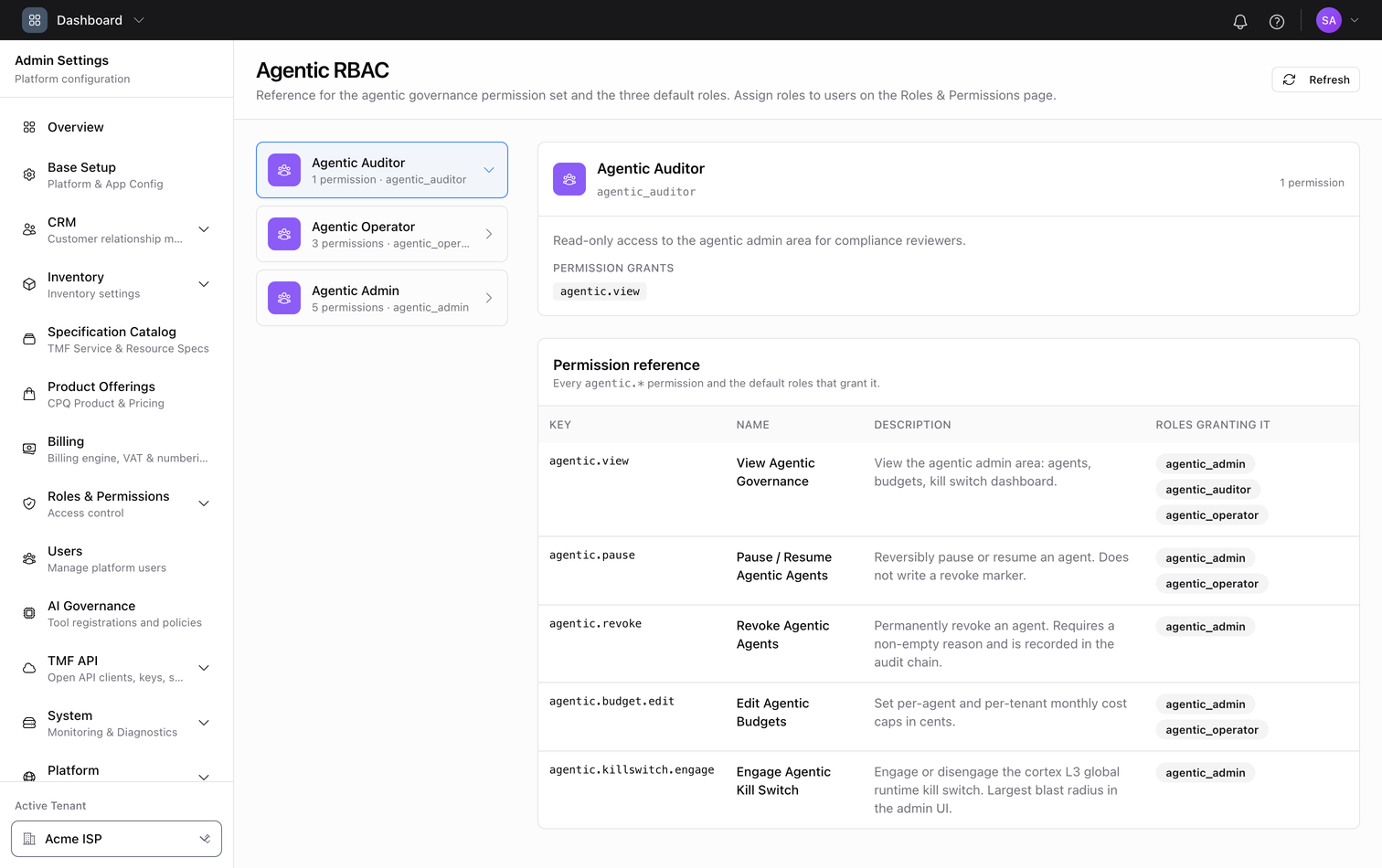 Agentic roles and permissions