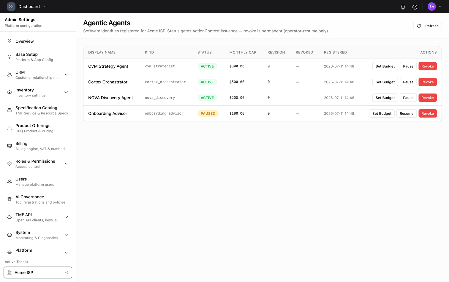 Agents registry